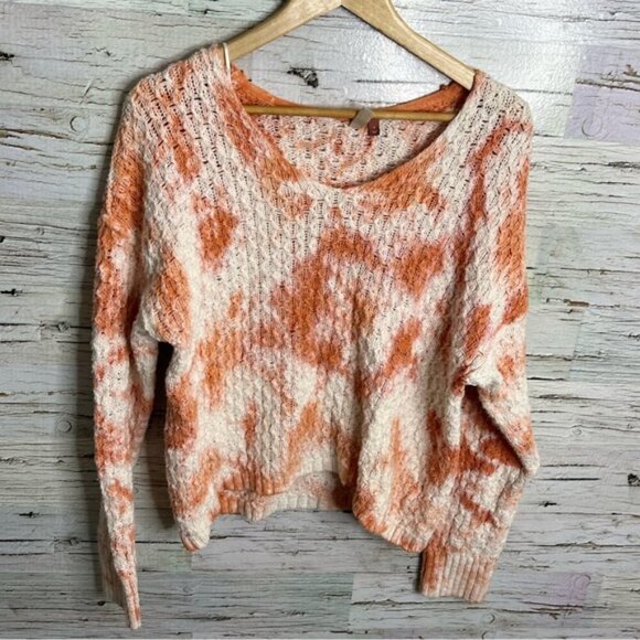 Anthropologie Sweaters - Anthropologie orange cream crop  pilcro sweater tie dye size small